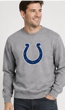 Indianapolis Colts NFL Team Apparel Mens Gray Crewneck Sweatshirt Horseshoe Smal